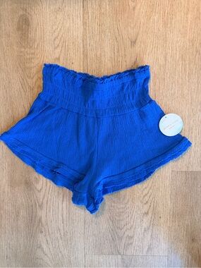 Altar'd State High-Waist Smocked Royal Blue Women's Shorts